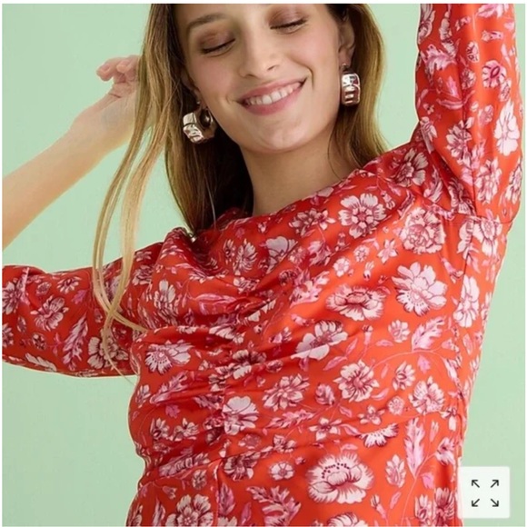 J. Crew J Crew Featherweight satin midi dress in poppy fields BN148 - Picture 3 of 5